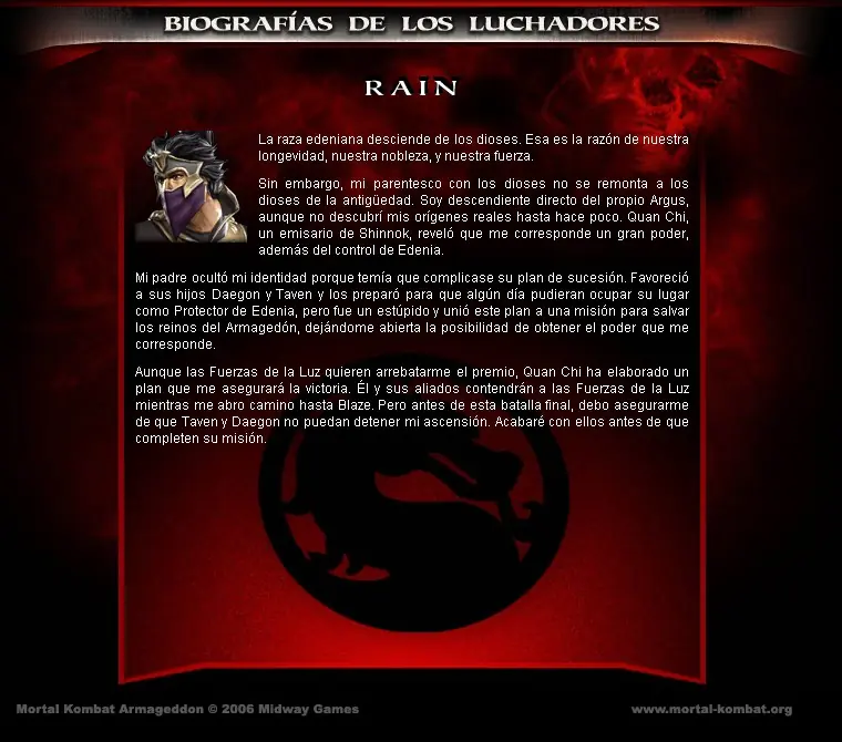 Mortal Kombat Armagedon - Bios (las 20 disponibles)