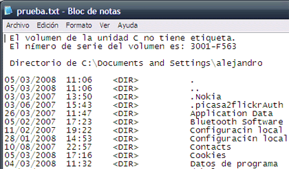 Truco: De la línea de comandos a un archivo en Windows