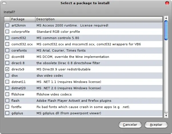 Winetricks, instala dll en Wine (Directx, Flash, Codecs...)