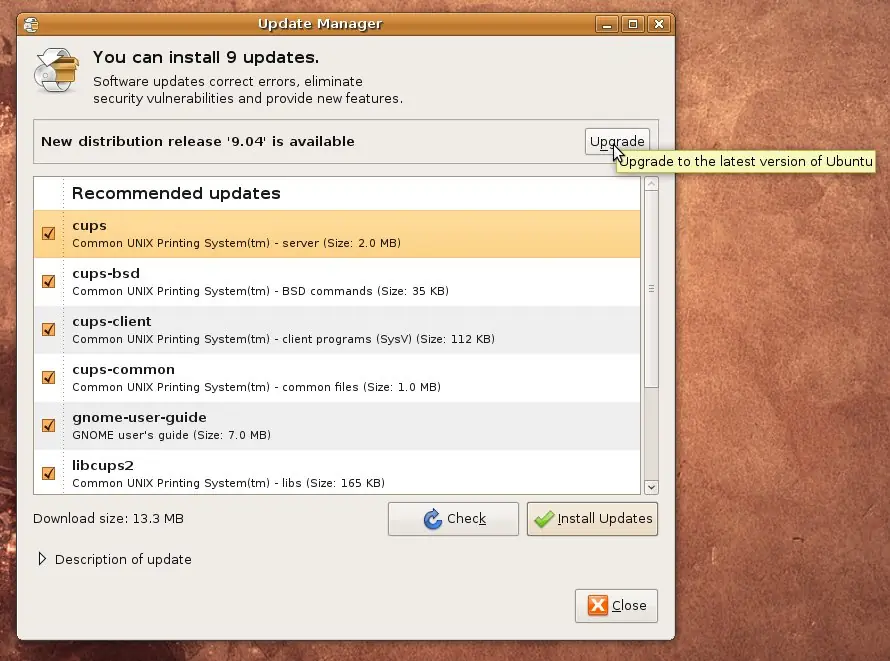 Actualizar Ubuntu a 9.04 desde la red