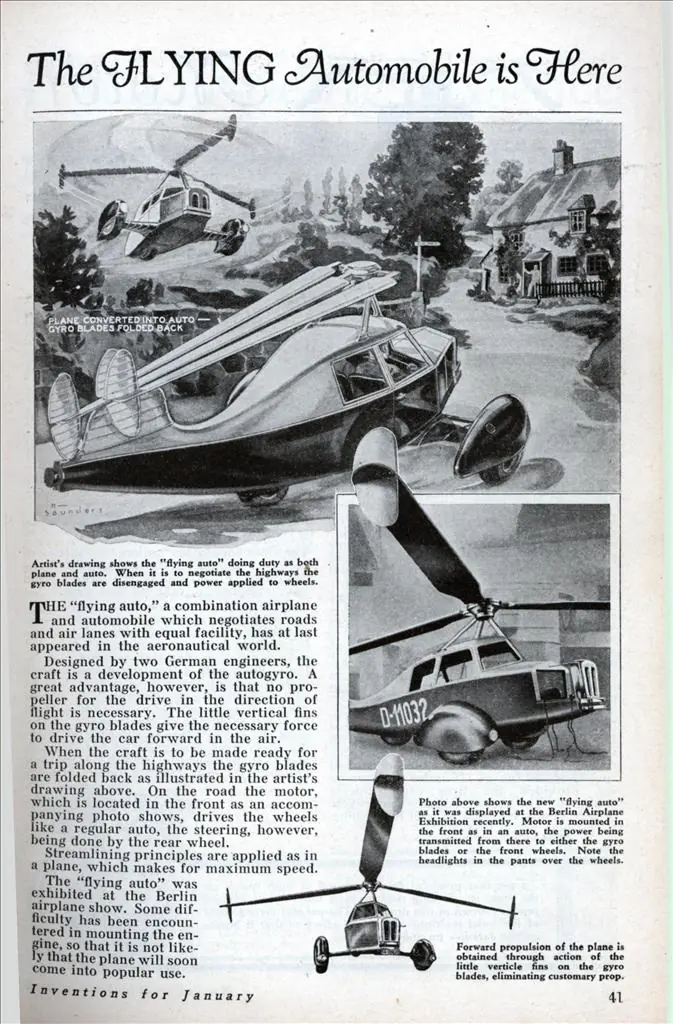 Auto volador en 1933.