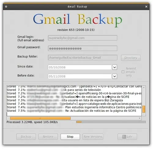 Hace copias de seguridad de Gmail