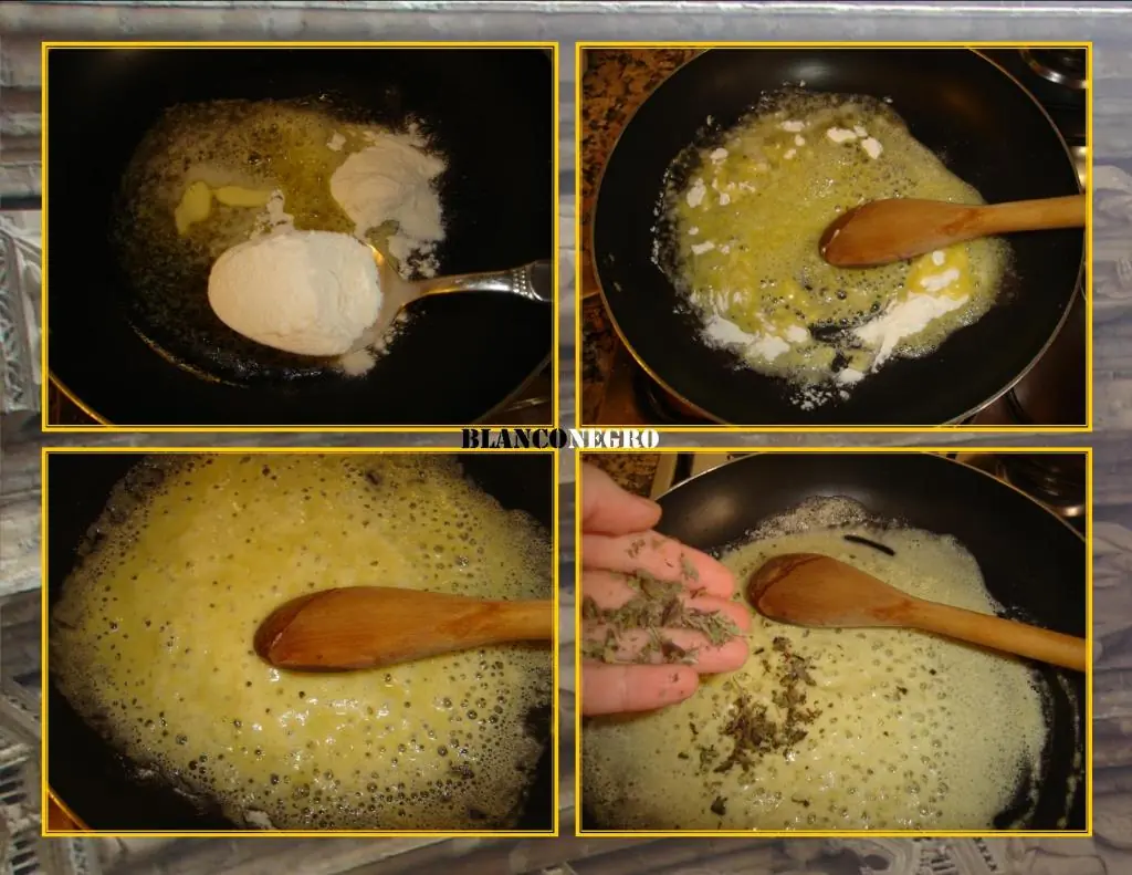 Macarrones con salsa de queso y salvia