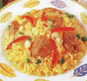 Arroz amarillo con chancho.