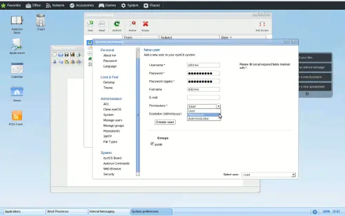 Instalando servicios eyeOS