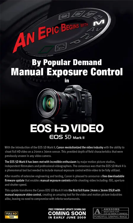Canon 5d mark II con controles manuales en modo video.