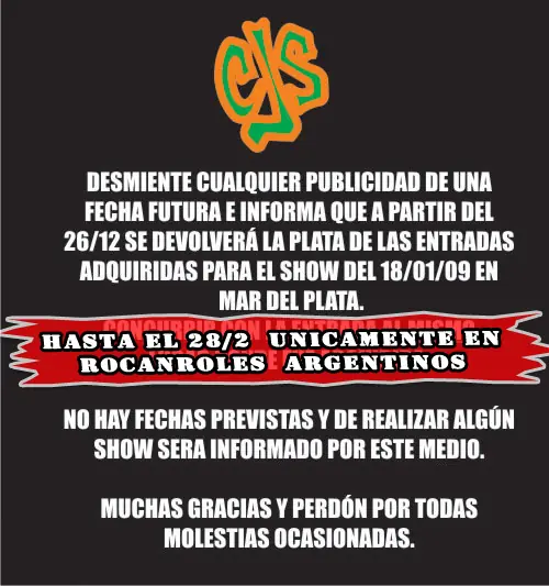Callejeros suspendió su recital en Mdp