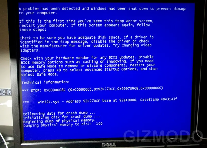 El primer pantallazo azul de windows 7