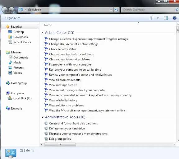 Windows 7 en God Mode (Modo Dios)