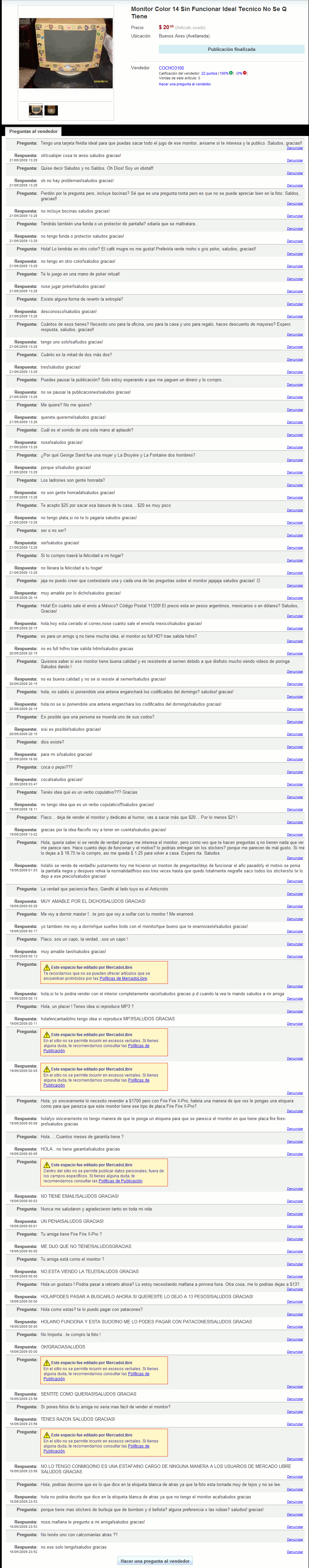 Rubro 69: Vendo monitor 14 pulgadas [Calcomanias Varias]
