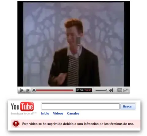 Eliminan el video odficial del “Rickroll” de YouTube