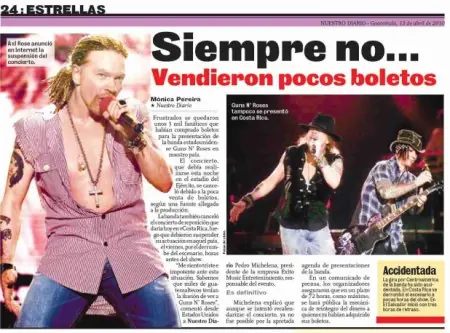 guns n roses cancelan concierto en guatemala