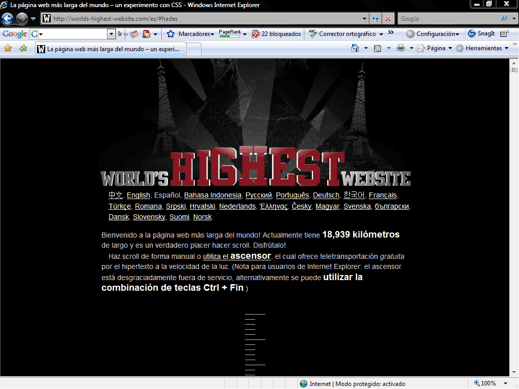 web mas larga del mundo