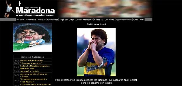 Hackean el sitio web de Maradona