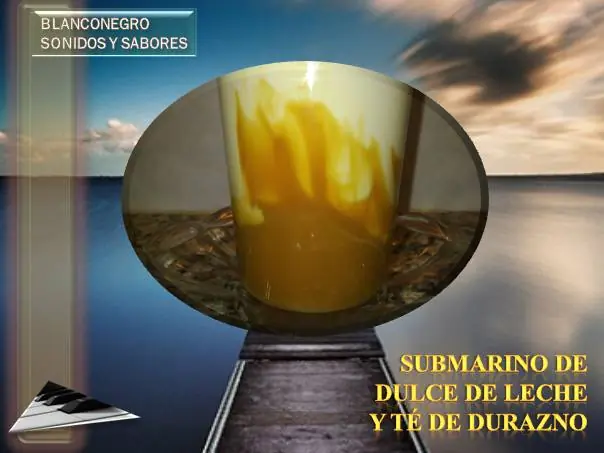 Submarino de dulce de leche y té de durazno + yapa