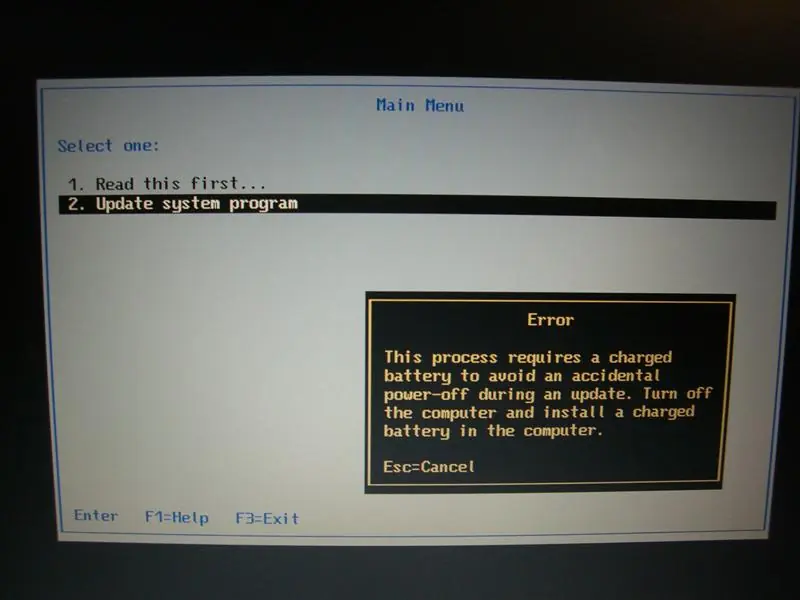 Upgrade bios IBM Thinkpad con batería muerta