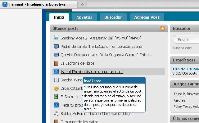 Previsualizar texto de un post
