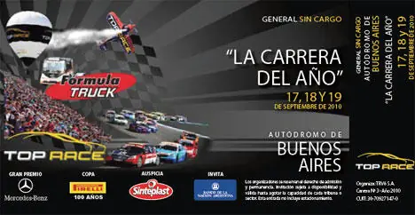 Entrada sin cargo para la carrera del año top race v6