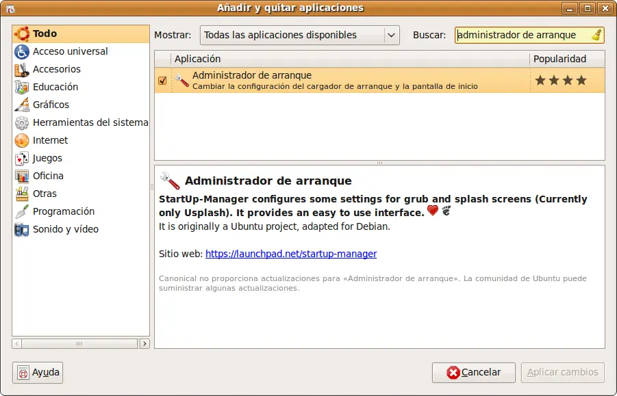 Administrador de arranque en Ubuntu