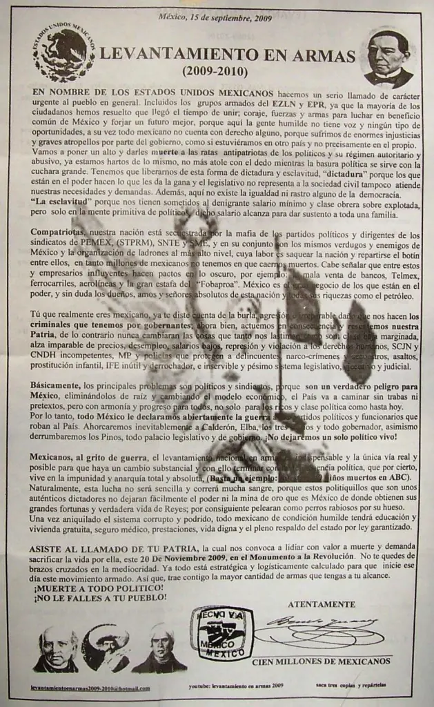 Habrá Revolución en el 2010 en México