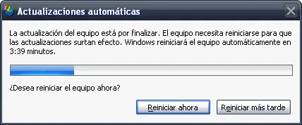 Quitar mensaje de reinicio automatico Windows Update