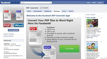 Pasa archivos de PDF a DOC desde FACEBOOK