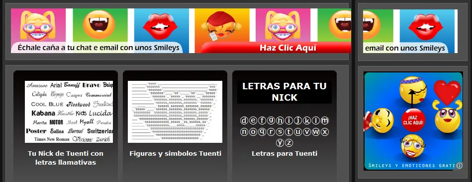 Emoticones , Nicks Para Msn , Blog , tu Pagina Wed , Etc
