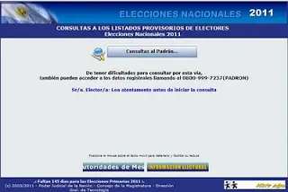 Padron electoral de la republica argentina