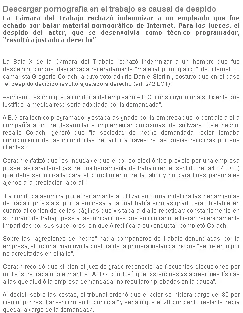 Uy cagamo, descargar Porno en el trabajo es causal d despido