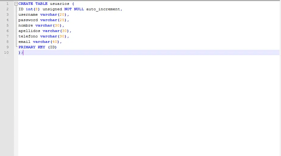 Crear base de datos en MySQL y registro de usuarios