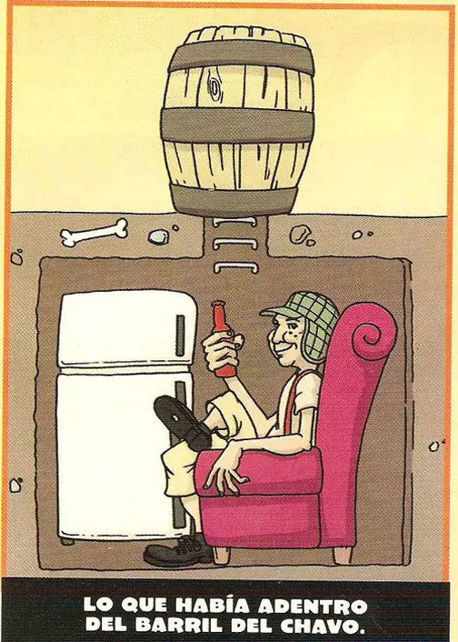 que hay dentro del barril del chavo del 8?