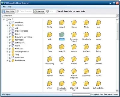 Recuperar archivos borrados en unidades NTFS tras formateo