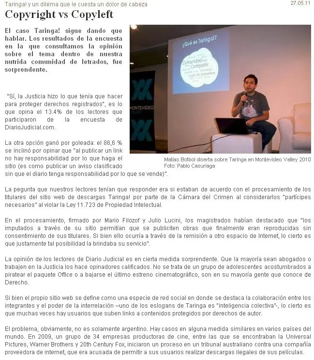 Copyright vs. Copyleft - Lo que dijo la Corte en el fallo T!