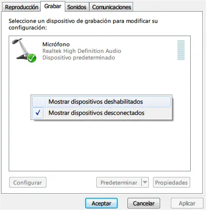 Activar Mezcla Estéreo “Stereo Mix” en Windows 7