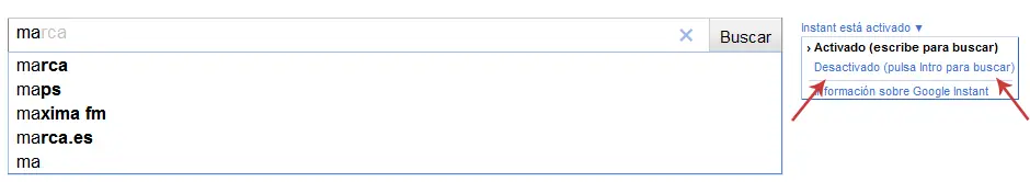 desactivar google instant en 3 pasos