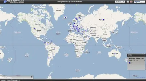mapa muestra tamaño de los senos en el mundo