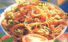 Pastas : Spaghetti con pimiento, ajo y aceite de oliva