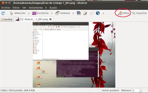 Editando capturas de pantalla con Shutter en Ubuntu