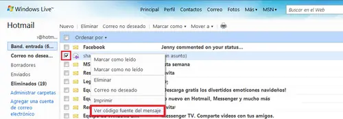 como saber una direccion ip de un correo recibido en hotmail