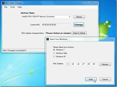Cambia tu MAC en Windows 7 con Win7 Mac Changer