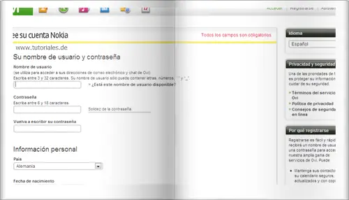 Crear cuentas @ovi.com