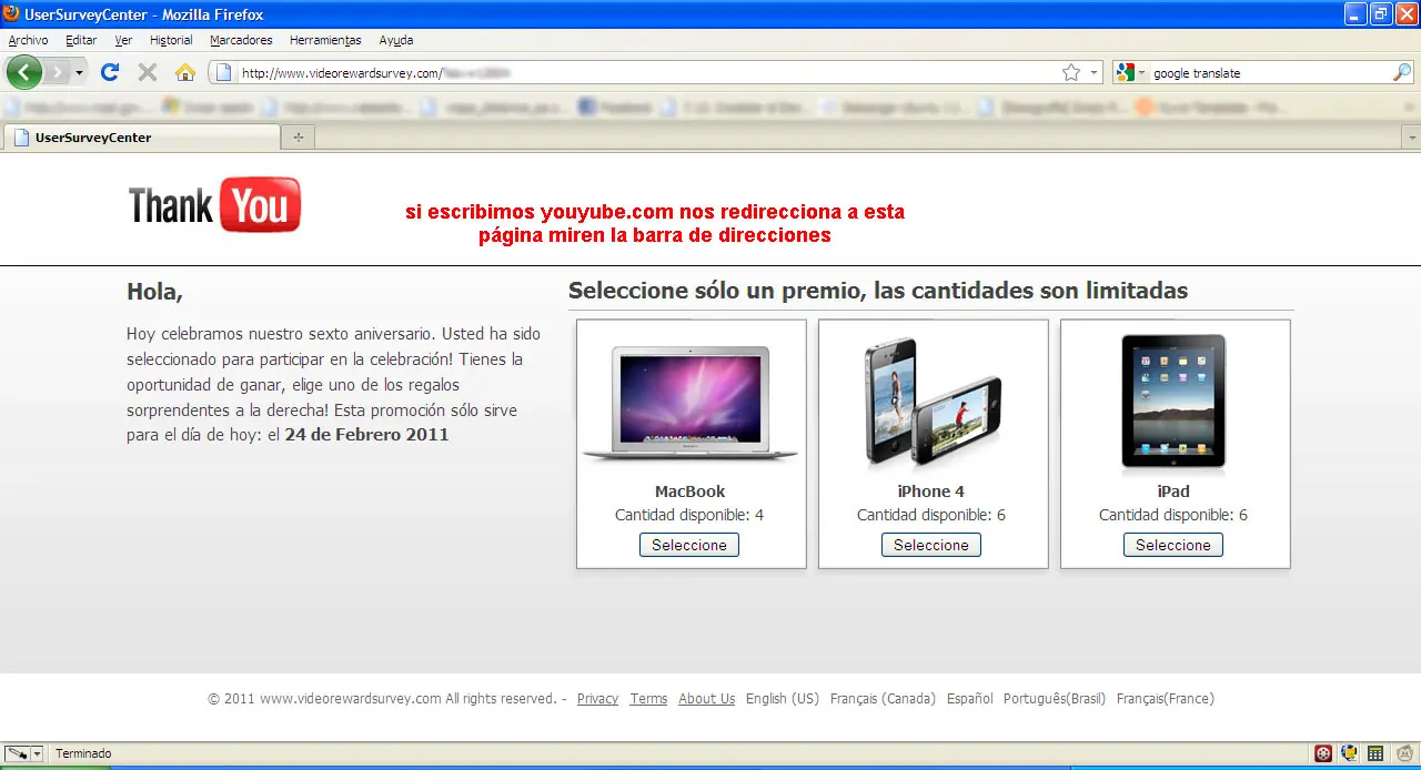 sitio fraudulento se hace pasar por youtube