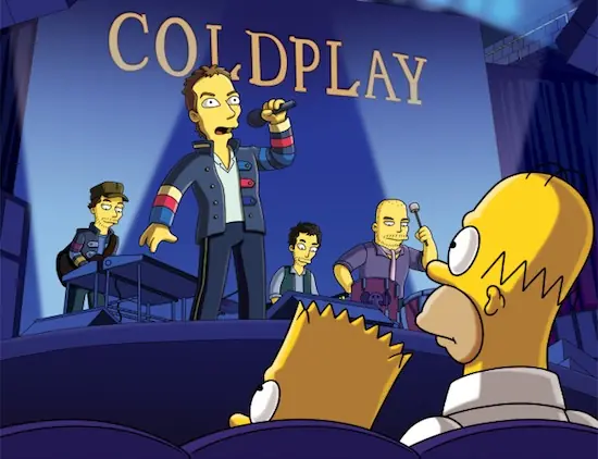 la primera imagen de coldplay en los simpson