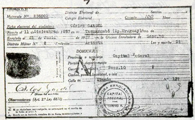 Documentos que prueban que Gardel nacio en Uruguay