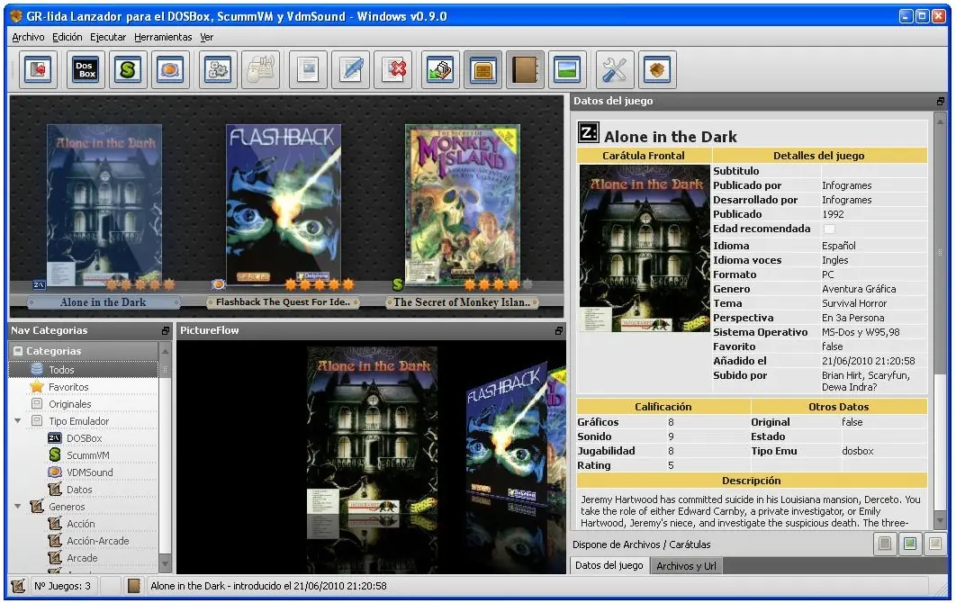 GR-lida: Front-End para DOSBox, ScummVM y VDMSound