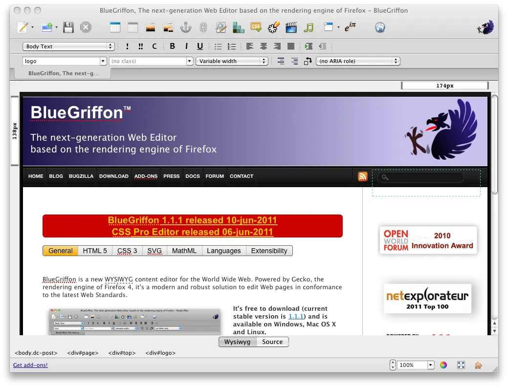 BlueGriffon: un editor web WYSIWYG para Linux