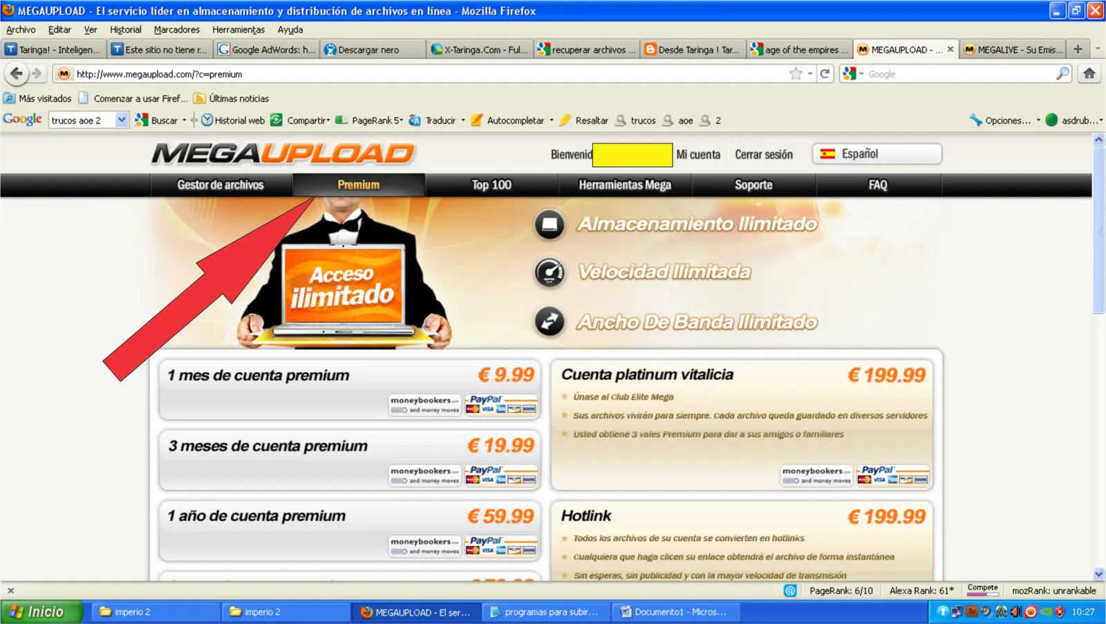 Ver puntos en megaupload taringa