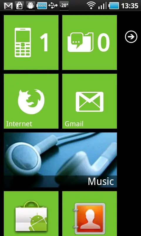 Android con Launcher de Windows Mobile 7