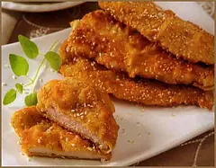 Milanesas de pollo con semillas de sésamo
