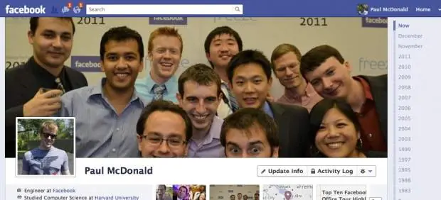 El Facebook que muestra la biografía de los usuarios